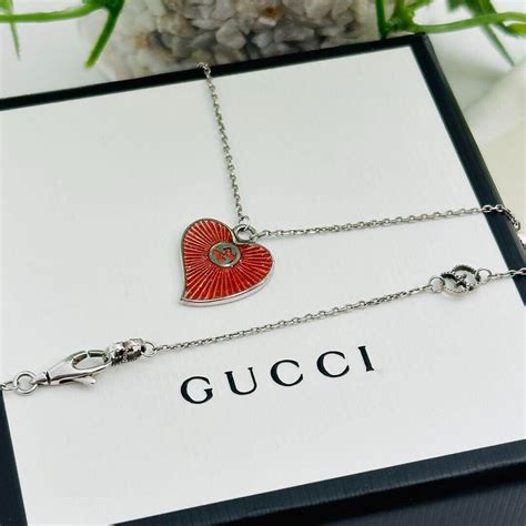 gucci red heart necklace|gucci interlocking g heart necklace.